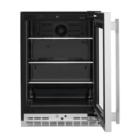 Kitchenaid® 24" Undercounter Refrigerator with Glass Door and Shelves with Metallic Accents KURR524SPS