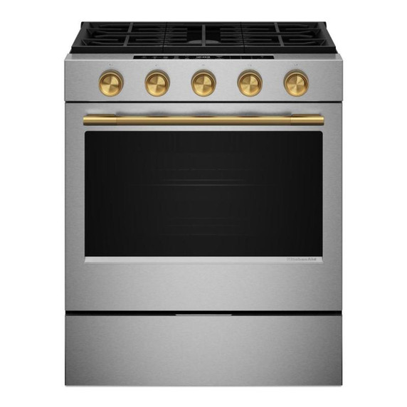 Brass Handle and Knob Hardware Accessory Kit for KitchenAid® Slide-In Convection Gas Range W11773968