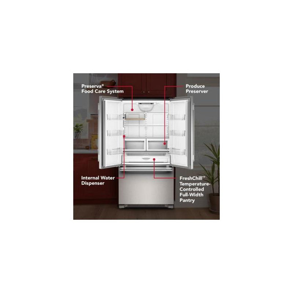 Kitchenaid® 22 Cu. Ft. 36-Inch Counter-Depth French Door Refrigerator with Internal Water Dispenser KRFC136TPS