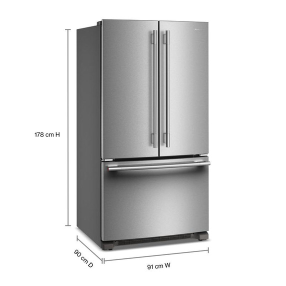 Kitchenaid® 25 Cu. Ft. 36-Inch Standard-Depth French Door Refrigerator with Internal Water Dispenser KRFF136SPS