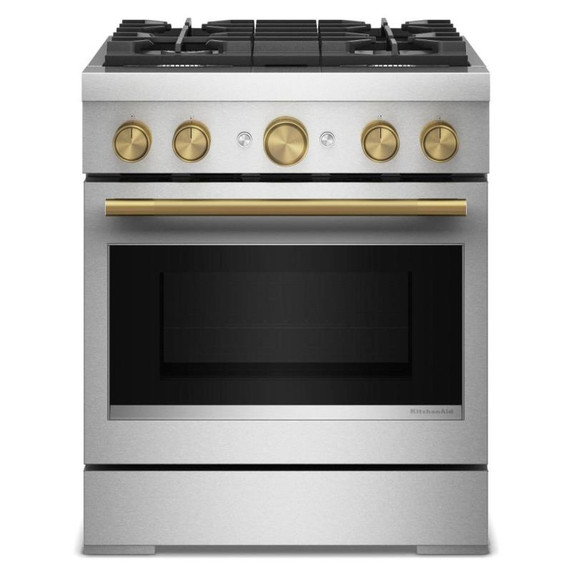 KitchenAid® 30-Inch 4 Burner Commercial-Style Dual Fuel Range with No Preheat Air Fry Mode KFDS930SSS