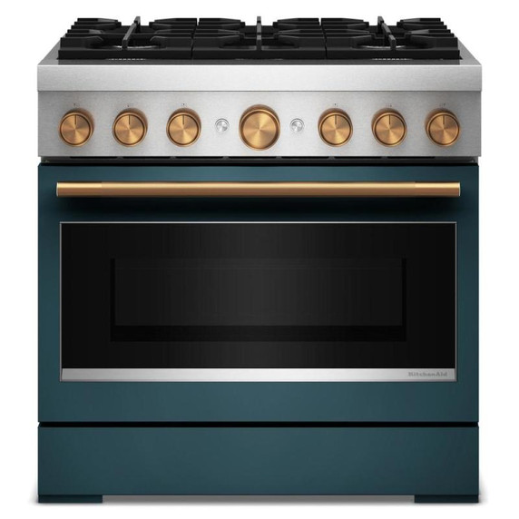 Kitchenaid® 36-Inch 6 Burner Commercial-Style Dual Fuel Range with No Preheat Air Fry Mode KFDS936SAG