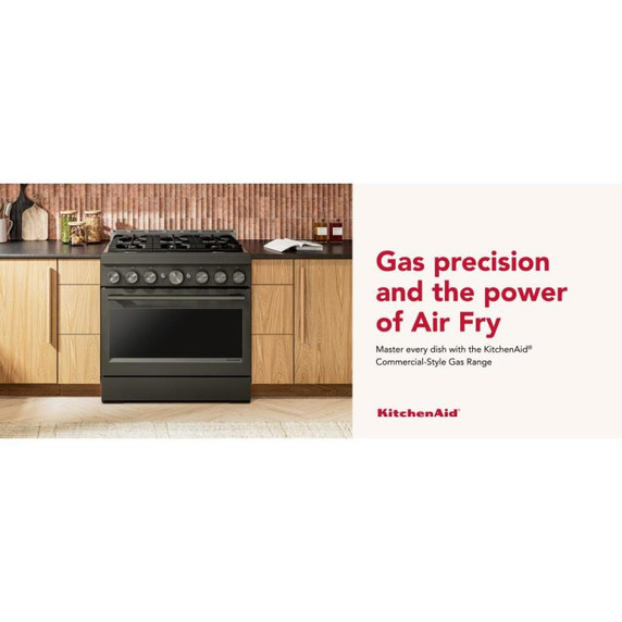 KitchenAid® 36-Inch 6 Burner Commercial-Style Gas Range with No Preheat Air Fry Mode KFGS936SBE