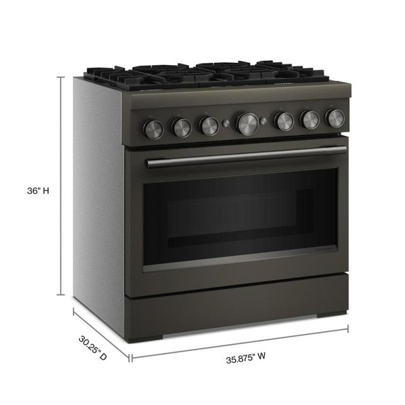 KitchenAid® 36-Inch 6 Burner Commercial-Style Dual Fuel Range with No Preheat Air Fry Mode KFDS936SBE