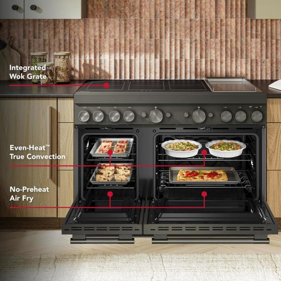 KitchenAid® 48-Inch 6-Element Induction Freestanding Commercial-Style Range with Griddle KFID948SBE