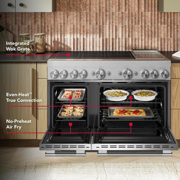 KitchenAid® 48-Inch 6-Element Induction Freestanding Commercial-Style Range with Griddle KFID948SSS