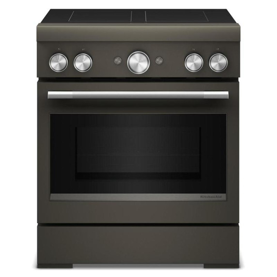 Kitchenaid® 30-Inch 4-Element Induction Freestanding Commercial-Style Range with Air Fry KFIS930SBE