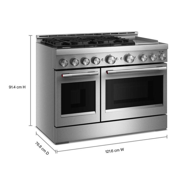 KitchenAid® 48-Inch 6 Burner Commercial-Style Gas Range with Griddle KFGD948SSS