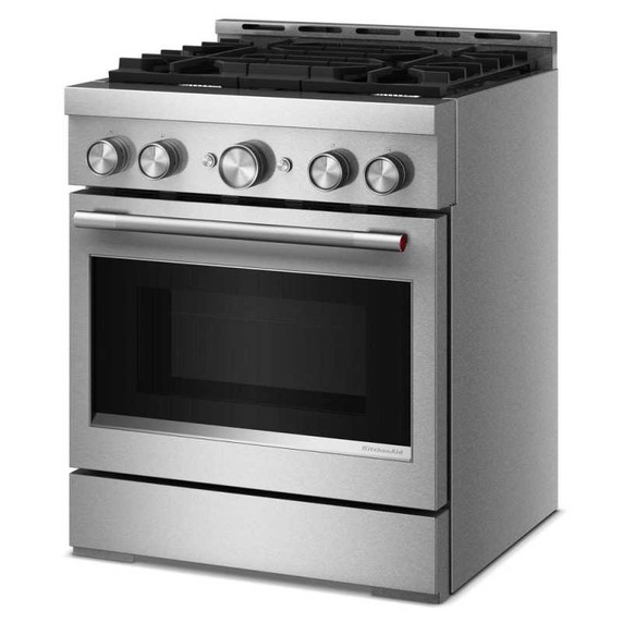KitchenAid® 30-Inch 4 Burner Commercial-Style Gas Range with No Preheat Air Fry Mode KFGS930SSS