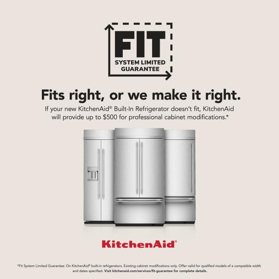 Kitchenaid® 20.8 Cu. Ft. 36" Built-In Panel-Ready French Door Bottom Mount Refrigerator with Platinum Interior KBFN536TPA