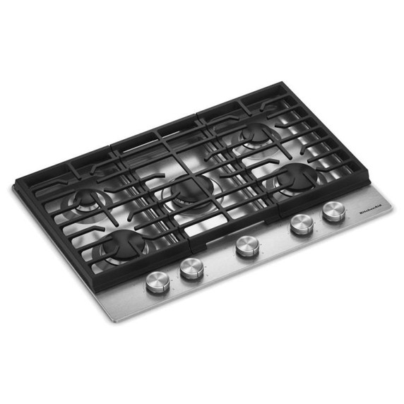 Kitchenaid® Gas-on-Metal Cooktop with 5 Versatile Burners and Edge-to-Edge Cast-Iron Grates KCGK330SSS