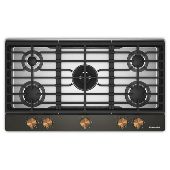 Kitchenaid® Gas-on-Metal Cooktop with an Integrated Wok Grate and CookShield™ Finish KCGK736SBE