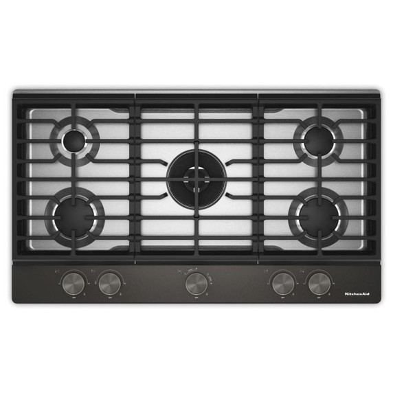 Kitchenaid® Gas-on-Metal Cooktop with an Integrated Wok Grate and CookShield™ Finish KCGK736SBE