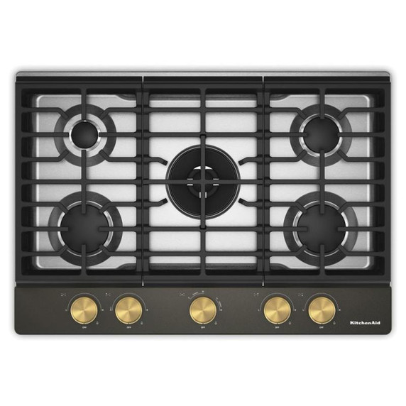 Kitchenaid® Gas-on-Metal Cooktop with an Integrated Wok Grate and CookShield™ Finish KCGK530SBE