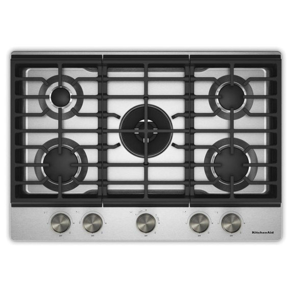 Kitchenaid® Gas-on-Metal Cooktop with an Integrated Wok Grate and CookShield™ Finish KCGK530SSS