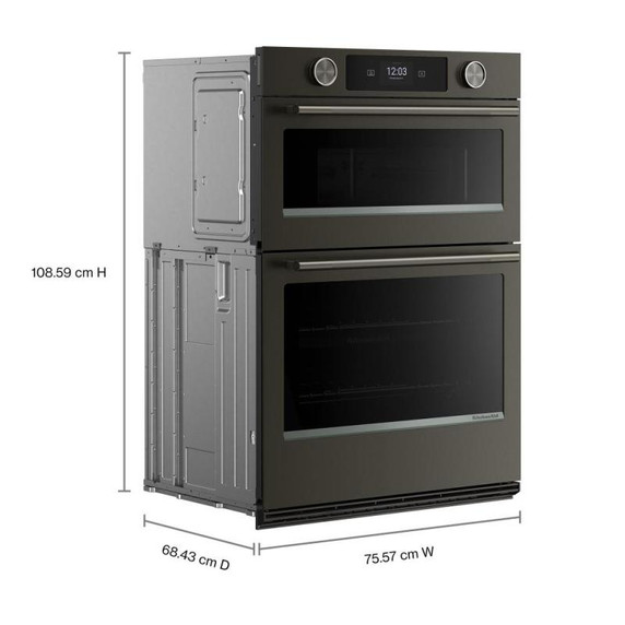 Kitchenaid® 30-inch Smart Electric Combo Wall Oven with Intelligent Cooking Camera - Black Ore KOEC930SBE