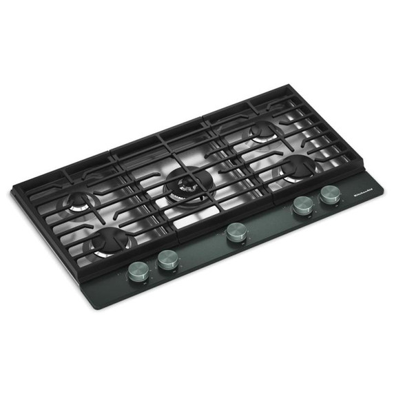 KitchenAid® 36  in. Gas Cooktop with 5 Burners and Integrated Wok Grate KCGK536SJP