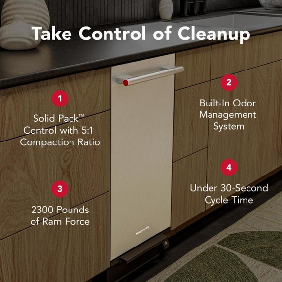 KitchenAid 15 in. Built-In Trash Compactor with Built-In Odor Management System KTTP515TSS