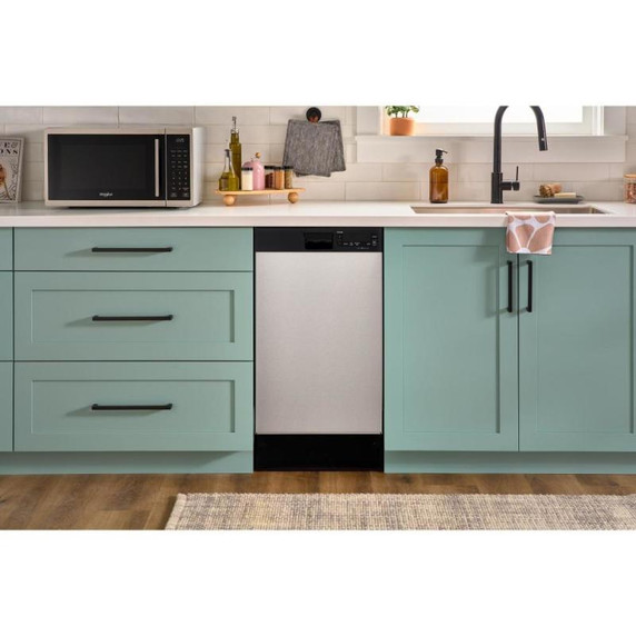 Whirlpool® 18" Stainless Steel Dishwasher with Half Load Cycle and Triple Spray Arms - 48 dBA WDFS5118SS