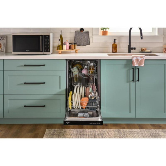 Whirlpool® 18" Stainless Steel Dishwasher with Half Load Cycle and Triple Spray Arms - 48 dBA WDFS5118SS