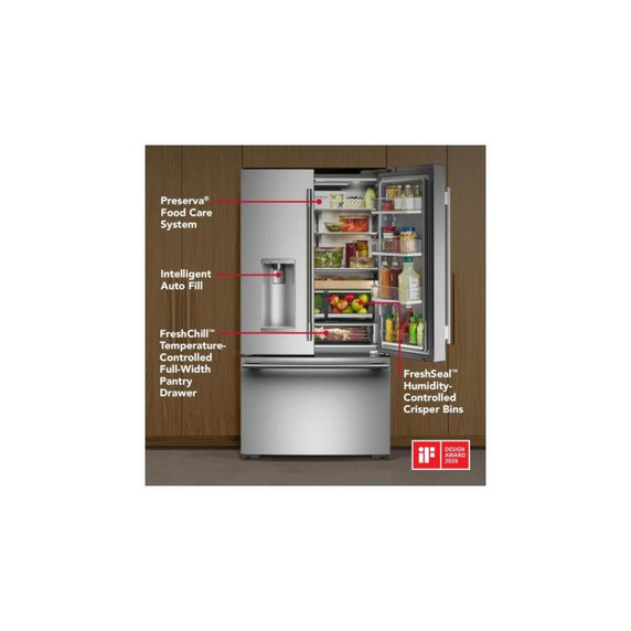 Kitchenaid® Counter-Depth French Door Refrigerator with Intelligent Auto Fill KRFC536SJP