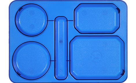 Five compartments, overall size 9 ¼” width x 13 ¼” length x 1” deep - Blue