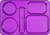 Five compartments, overall size 9 ¼” width x 13 ¼” length x 1” deep - Purple