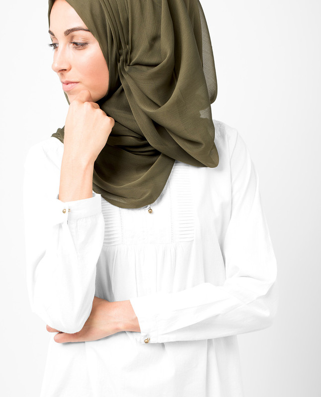 Dark Olive PolyChiffon Hijab