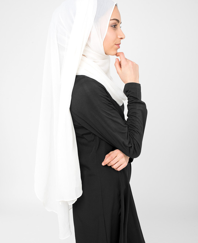 Bright White Pinless PolyChiffon Hijab
