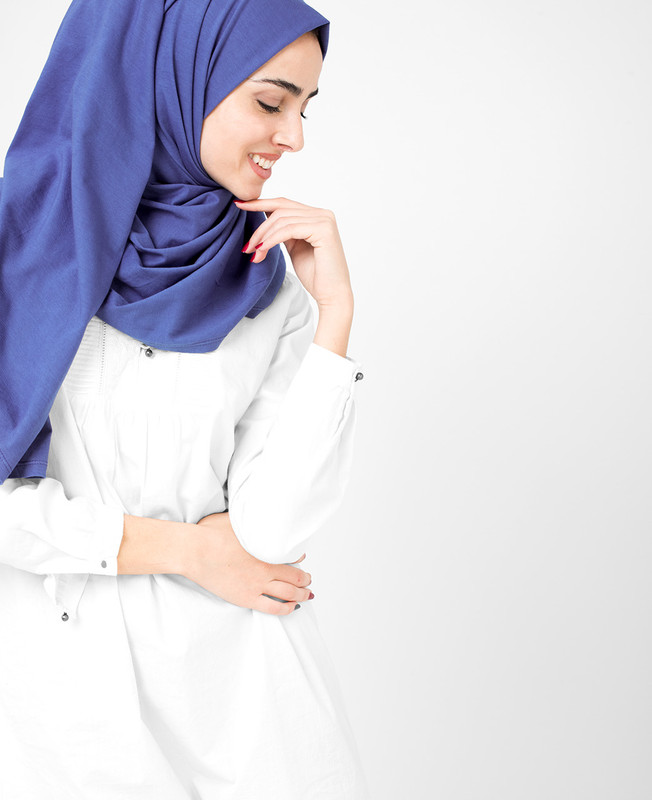 Classic Blue Cotton Jersey Hijab