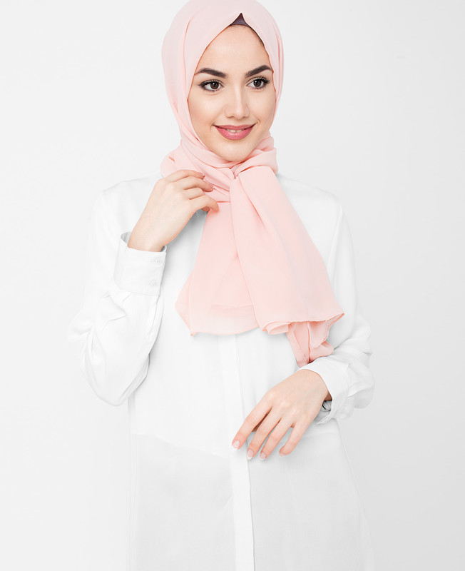 Silver Pink Poly Georgette Hijab