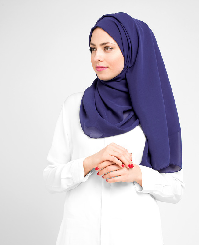 Deep Cobalt Blue Poly Georgette Hijab
