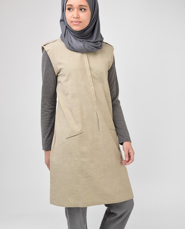 Beige and Brown Long Tunic