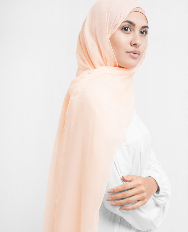 Tender Peach Polychiffon Hijab