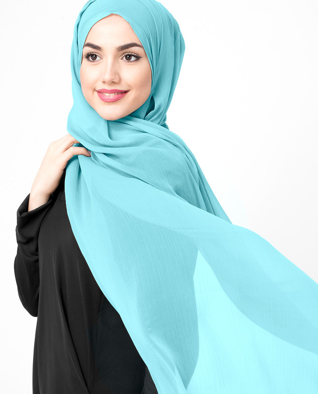 Marine Blue Polychiffon Hijab