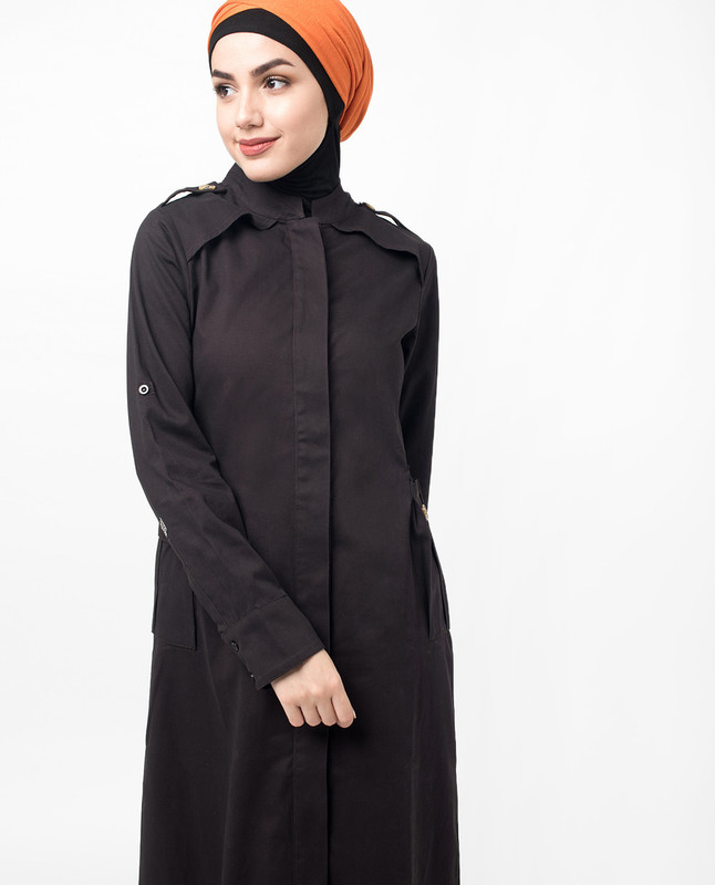 Button Down Military Brown Urban Jilbab