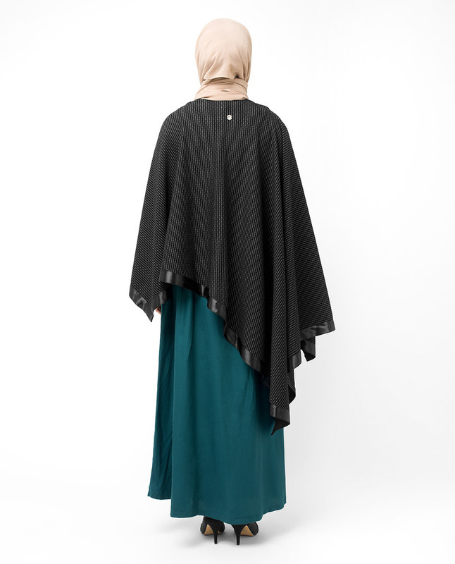 Black Asymmetric Evening Poncho