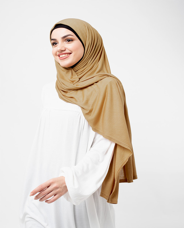 Latte Beige Viscose Jersey Scarf