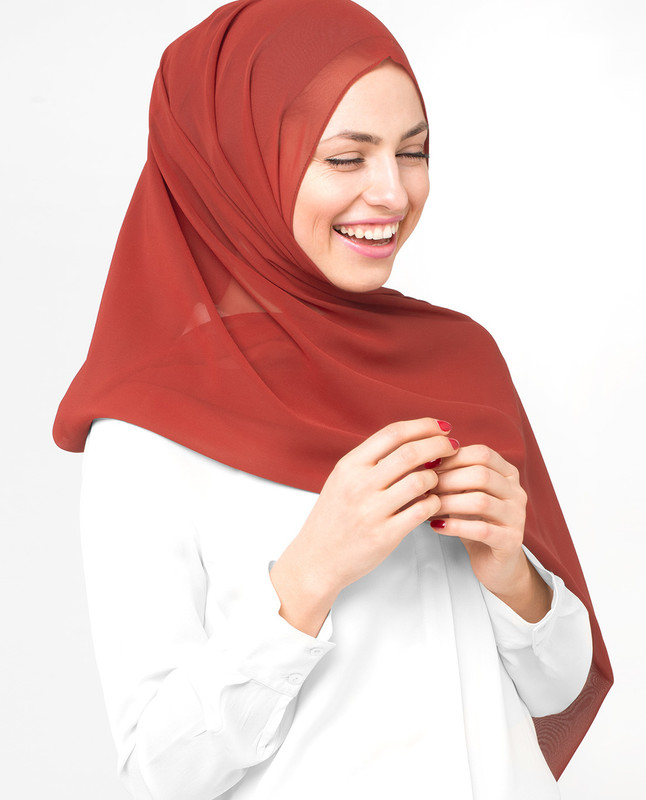 Red Clay Poly Georgette Scarf