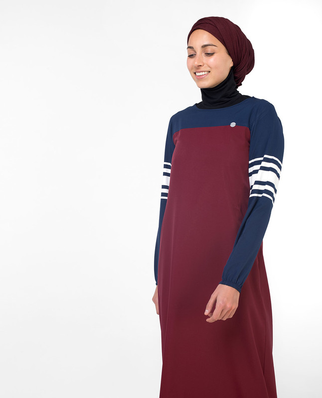 Maroon and blue abaya jilbab