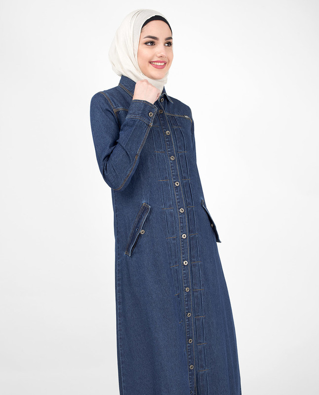 Classic blue denim abaya jilbab