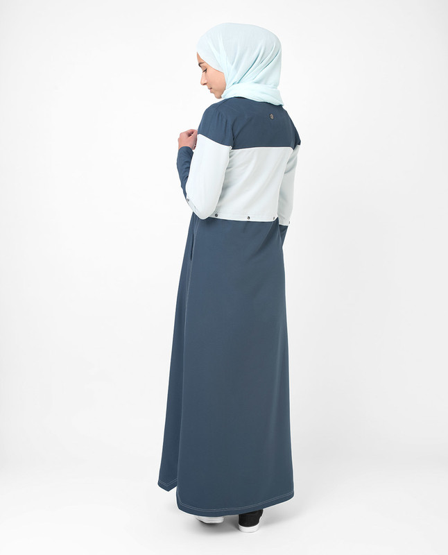 Detachable Blue Colour Blocking Jilbab