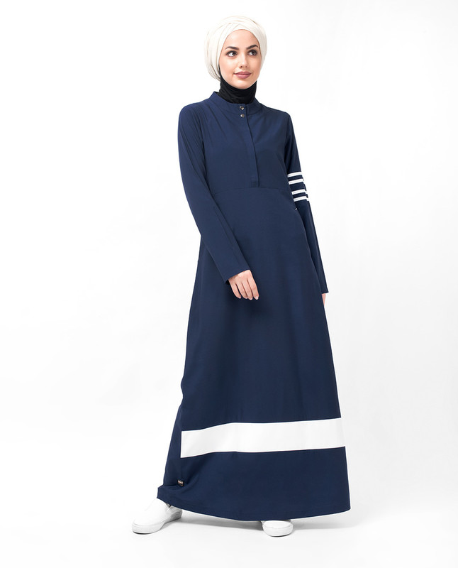 Navy Route Striper Abaya