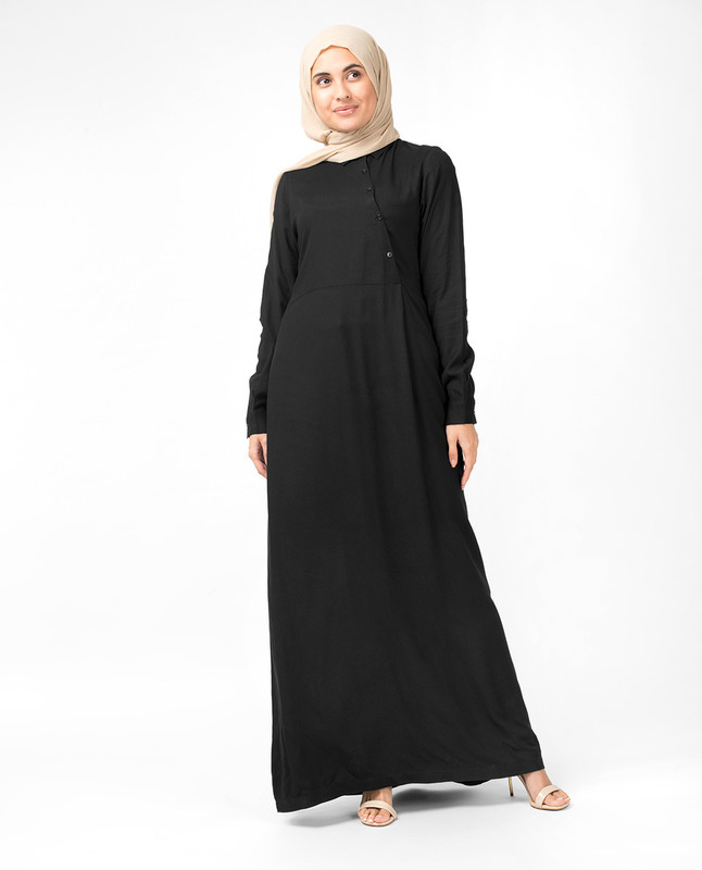 Full Front Open Black Waist Tie Up Abaya - Great Britain | Islamic ...