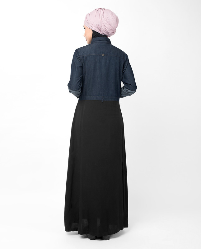 Mid Waist Skirt Denim Shirt Abaya