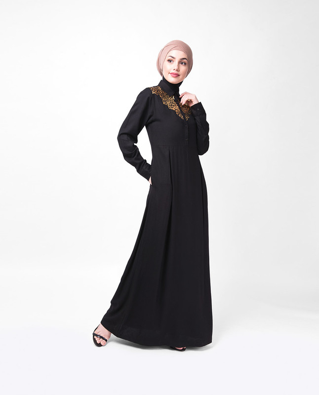 Gold Embellished Black Abaya