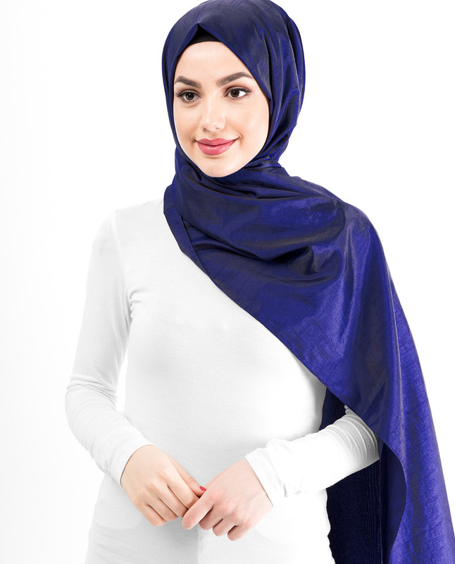 New Sodalite Blue Shiny Silky Polyester Hijab