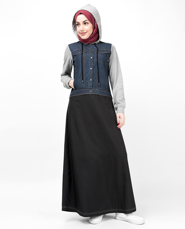 Hooded Jersey & Denim Jilbab