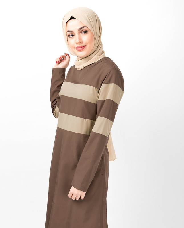 Brown Contrast Striper Jilbab