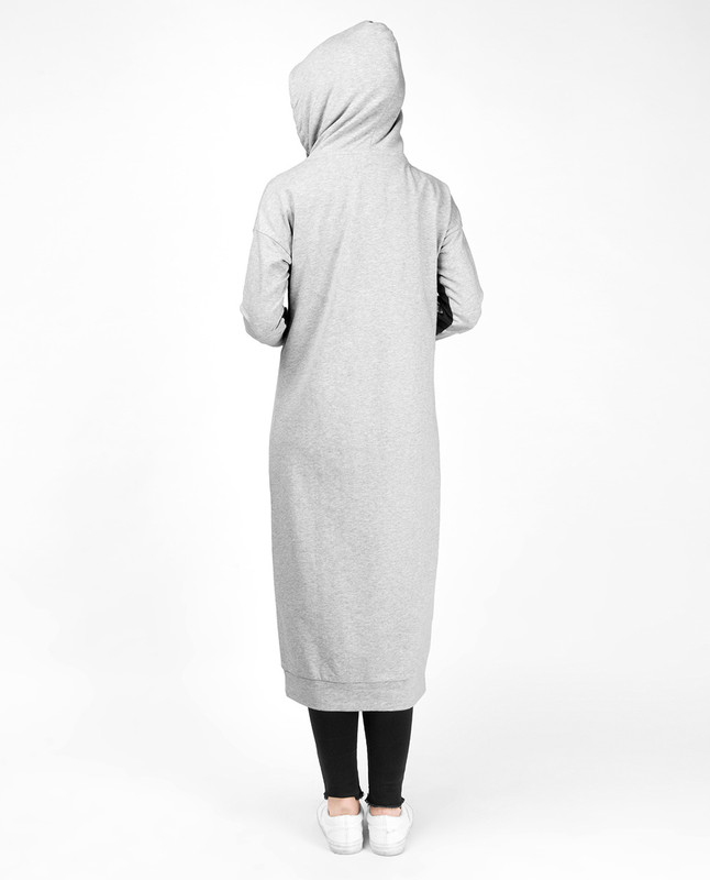 Kangaroo Pocket Grey Hooded Midi